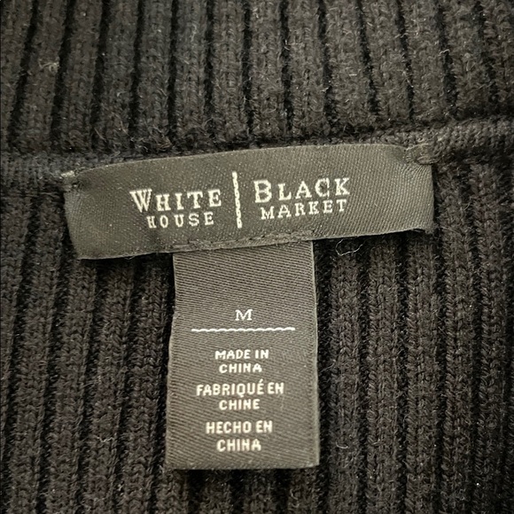White House Black Market Black Turtleneck Zip-Up Sweater - Picture 2 of 6